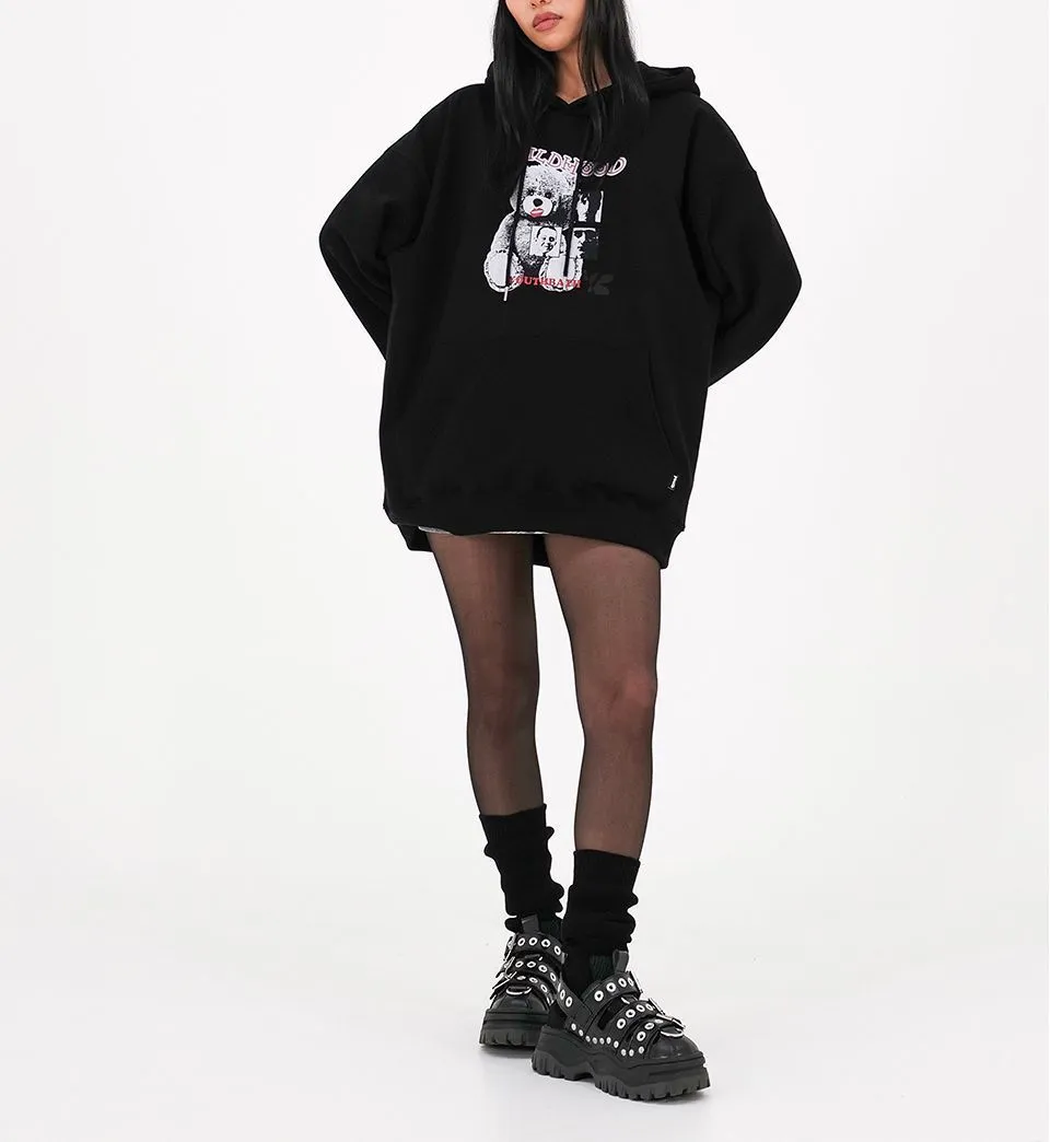 Youthbath Unisex Street Style Long Sleeve Oversized Logo Hoodies